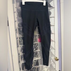 Fabletics Black High-Waist Leggings with Subtle Mesh Panels